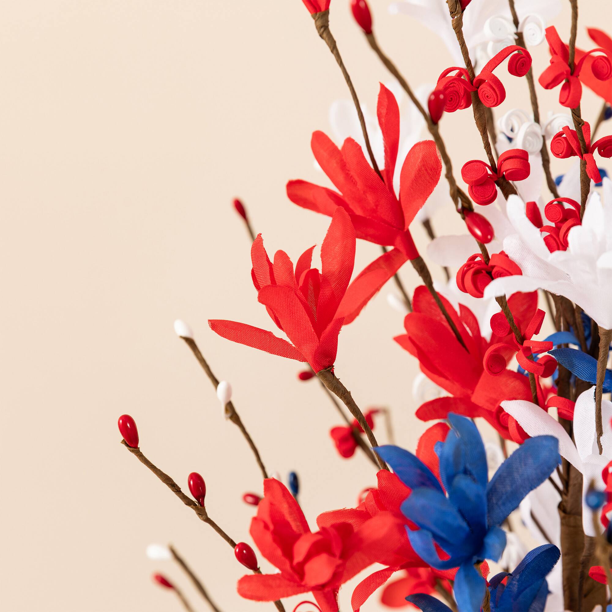 Glitzhome® 21" Patriotic Americana Red, White & Blue Floral Table Tree